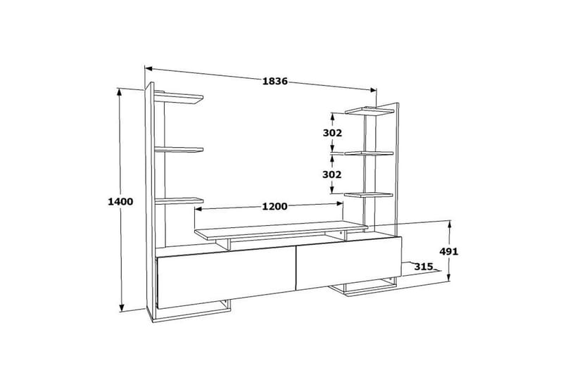 Akdere TV-benk 183.6 cm - Mellomfarget tre/Hvit - Møbler - TV- & Mediamøbler - TV benk & mediabenk
