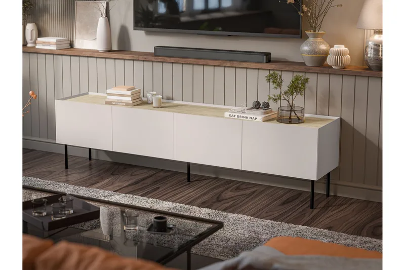Akie TV-benk 200 cm - Beige - Møbler - TV- & Mediamøbler - TV benk & mediabenk