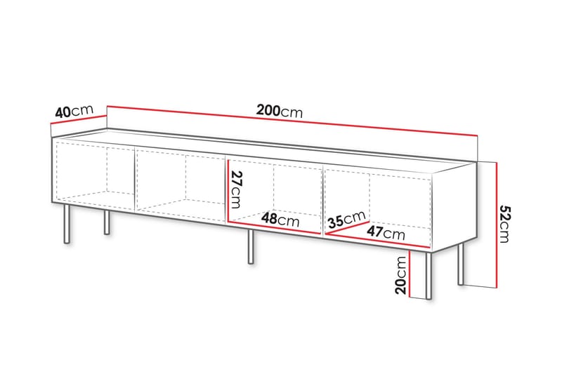 Akie TV-benk 200 cm - Beige - Møbler - TV- & Mediamøbler - TV benk & mediabenk