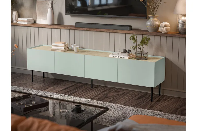 Akie TV-benk 200 cm - Grønn - Møbler - TV- & Mediamøbler - TV benk & mediabenk