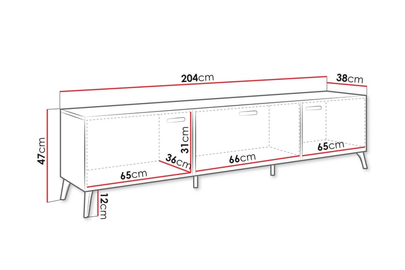 Akihiko TV-benk 204 cm - Cashmere - Møbler - TV- & Mediamøbler - TV benk & mediabenk