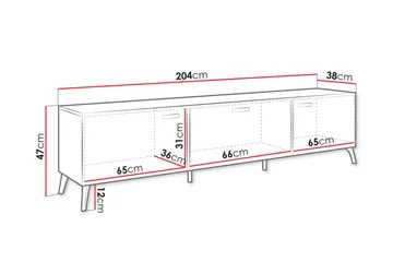 Akihiko TV-benk 204 cm - Hvit - Møbler - TV- & Mediamøbler - TV benk & mediabenk