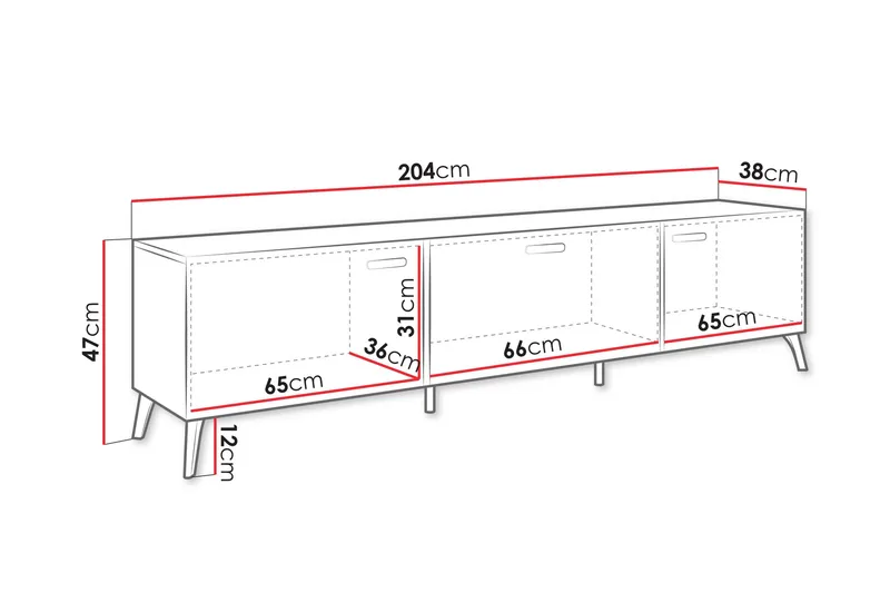 Akihiko TV-benk 204 cm - Hvit - Møbler - TV- & Mediamøbler - TV benk & mediabenk