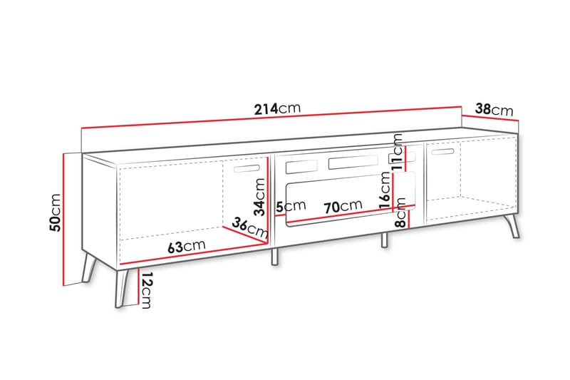 Akihiko TV-benk 214 cm - Hvit - Møbler - TV- & Mediamøbler - TV benk & mediabenk