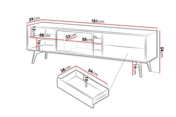 Akihiro TV-benk 181 cm - Brun - Møbler - TV- & Mediamøbler - TV benk & mediabenk