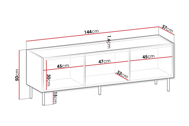 Akihito TV-benk 144 cm - Brun - Møbler - TV- & Mediamøbler - TV benk & mediabenk