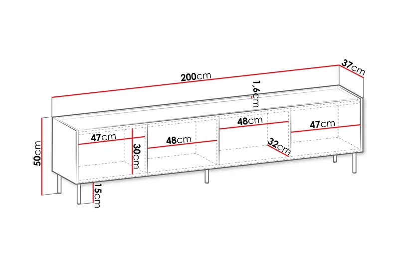 Akihito TV-benk 200 cm - Brun - Møbler - TV- & Mediamøbler - TV benk & mediabenk