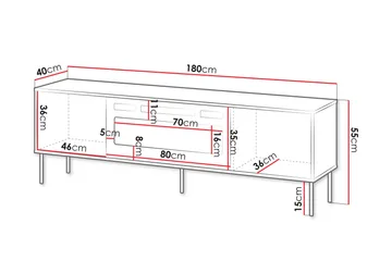Akiko TV-benk 180 cm - Beige - Møbler - TV- & Mediamøbler - TV benk & mediabenk