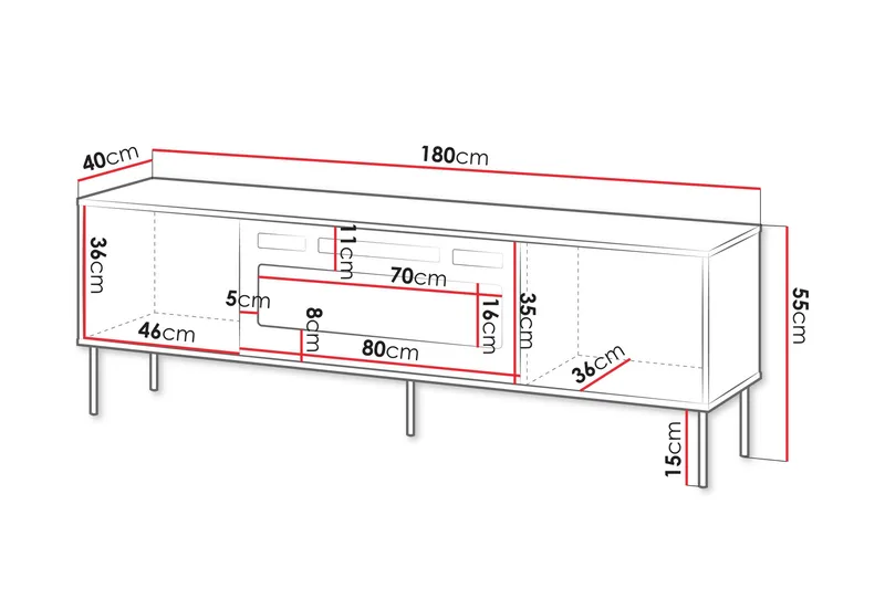 Akiko TV-benk 180 cm - Grønn - Møbler - TV- & Mediamøbler - TV benk & mediabenk