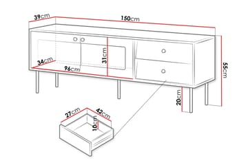 Akilesh TV-benk 150 cm - Hvit - Møbler - TV- & Mediamøbler - TV benk & mediabenk