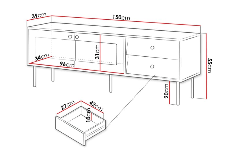 Akilesh TV-benk 150 cm - Hvit - Møbler - TV- & Mediamøbler - TV benk & mediabenk