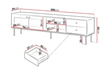 Akilesh TV-benk 200 cm - Svart - Møbler - TV- & Mediamøbler - TV benk & mediabenk