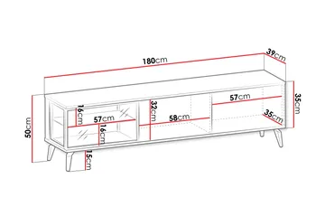 Akinari TV-benk 180 cm - Brun / Beige - Møbler - TV- & Mediamøbler - TV benk & mediabenk