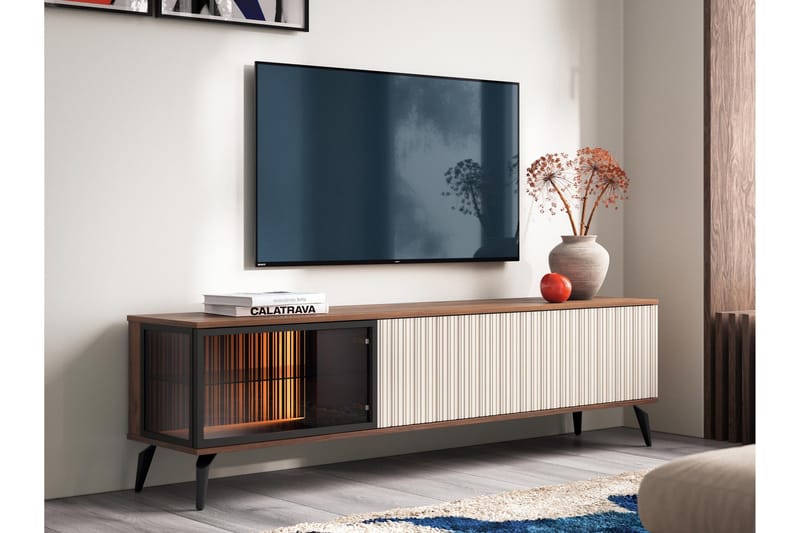 Akinari TV-benk 180 cm - Brun / Beige - Møbler - TV- & Mediamøbler - TV benk & mediabenk