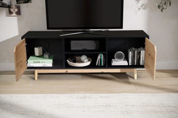 Alaro TV-benk 150 cm - Svart med eikefargede fronter/ben - Møbler - TV- & Mediamøbler - TV benk & mediabenk