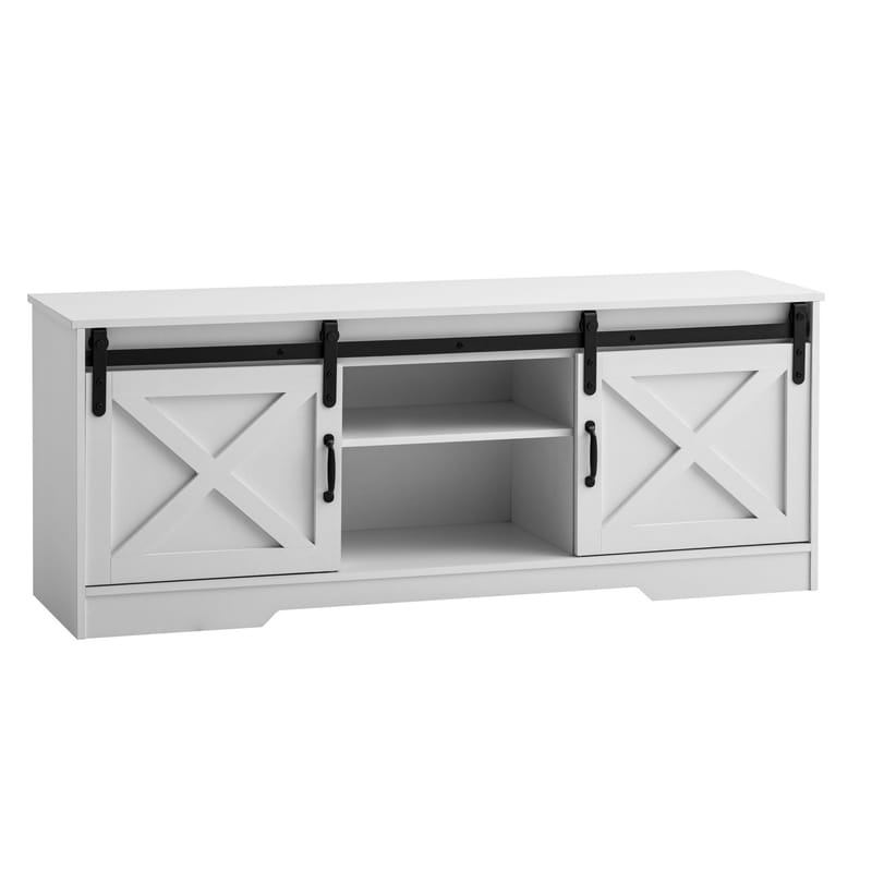 Alino TV-benk 150 cm - Hvit med svarte beslag - Møbler - TV- & Mediamøbler - TV benk & mediabenk