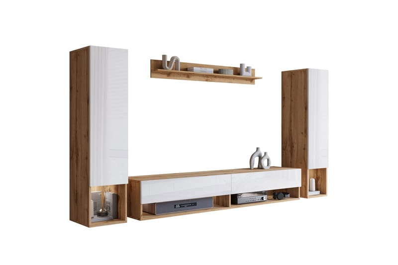 Amadeo TV-møbelsett, Brun / Hvit