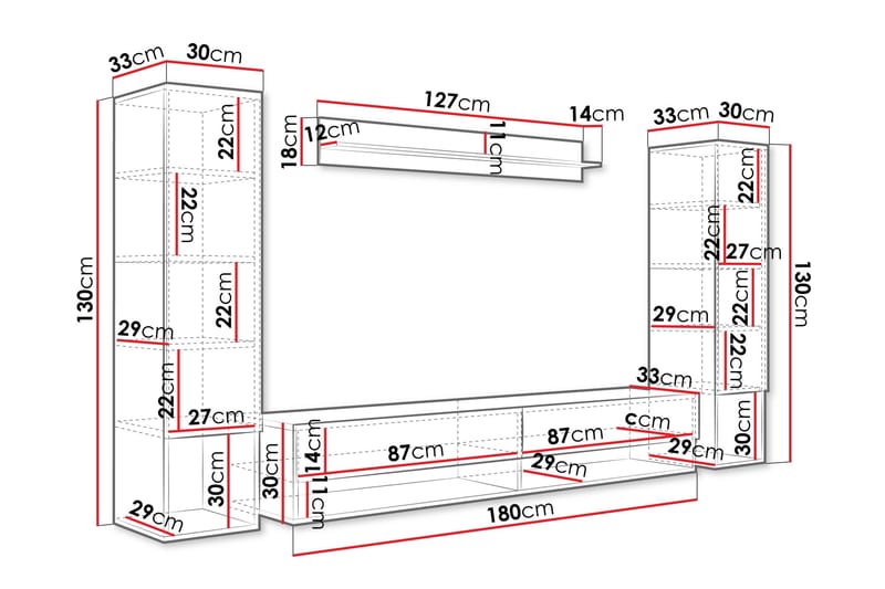 Amadeo TV-møbelsett - Brun - Møbler - TV- & Mediamøbler - TV-møbelsett