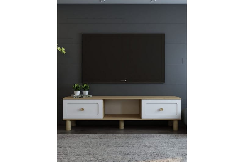 Amarinda TV-benk 150 cm - Brun/Hvit - Møbler - TV- & Mediamøbler - TV benk & mediabenk