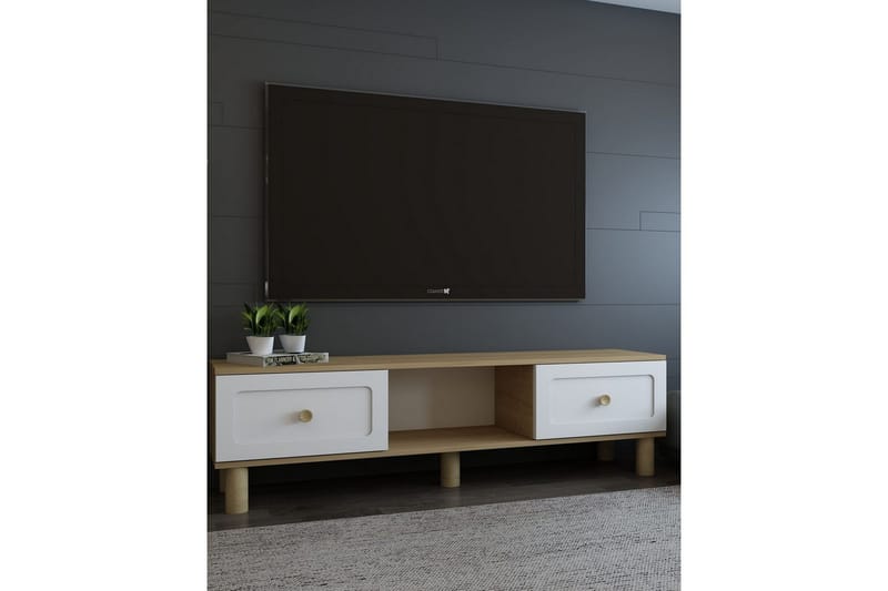 Amarinda TV-benk 150 cm - Brun/Hvit - Møbler - TV- & Mediamøbler - TV benk & mediabenk