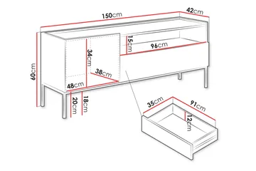 Amelus TV-benk 150 cm - Cashmere - Møbler - TV- & Mediamøbler - TV benk & mediabenk