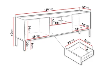 Amelus TV-benk 180 cm - Cashmere - Møbler - TV- & Mediamøbler - TV benk & mediabenk