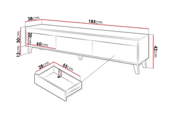 Amshyttan TV-benk 185 cm - Brun - Møbler - TV- & Mediamøbler - TV benk & mediabenk
