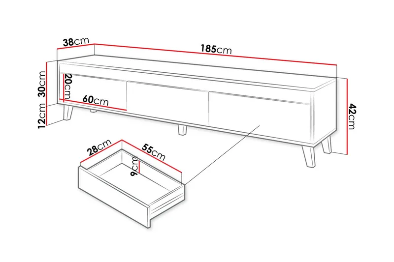 Amshyttan TV-benk 185 cm - Brun - Møbler - TV- & Mediamøbler - TV benk & mediabenk