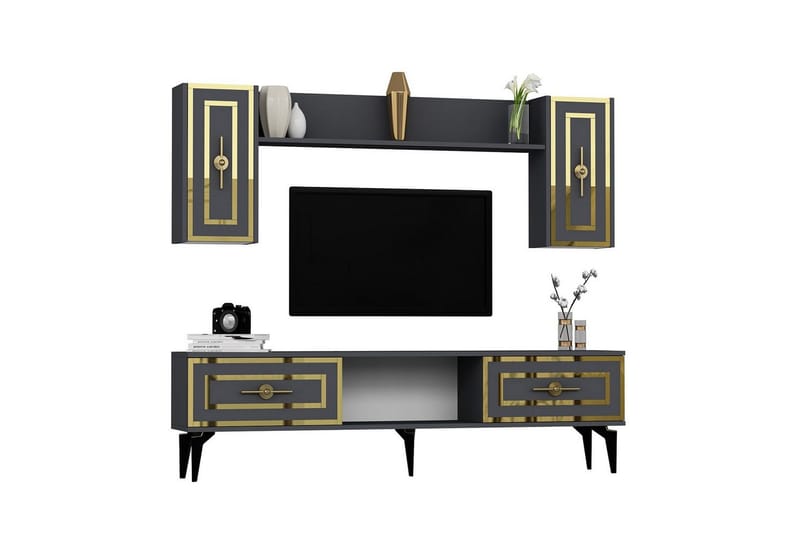 Barriet TV-møbelsett 150x29,6 cm - Antrasitt - Møbler - TV- & Mediamøbler - TV-møbelsett