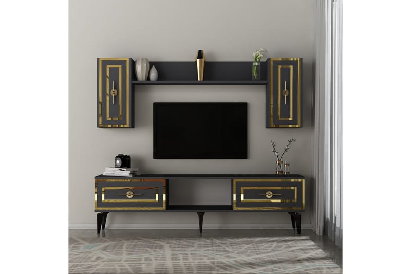 Barriet TV-møbelsett 150x29,6 cm - Antrasitt - Møbler - TV- & Mediamøbler - TV-møbelsett