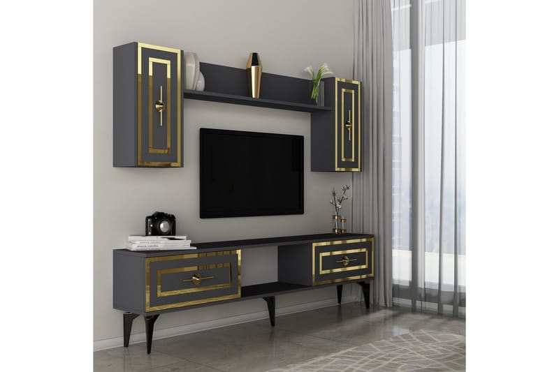 Barriet TV-møbelsett 150x29,6 cm - Antrasitt - Møbler - TV- & Mediamøbler - TV-møbelsett