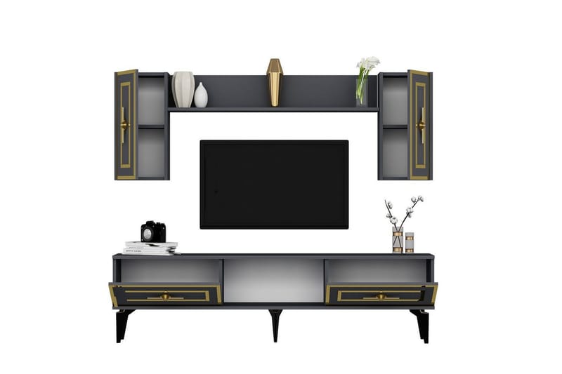 Barriet TV-møbelsett 150x29,6 cm - Antrasitt - Møbler - TV- & Mediamøbler - TV-møbelsett