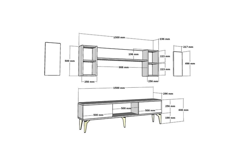 Barriet TV-møbelsett 150x29,6 cm - Antrasitt - Møbler - TV- & Mediamøbler - TV-møbelsett
