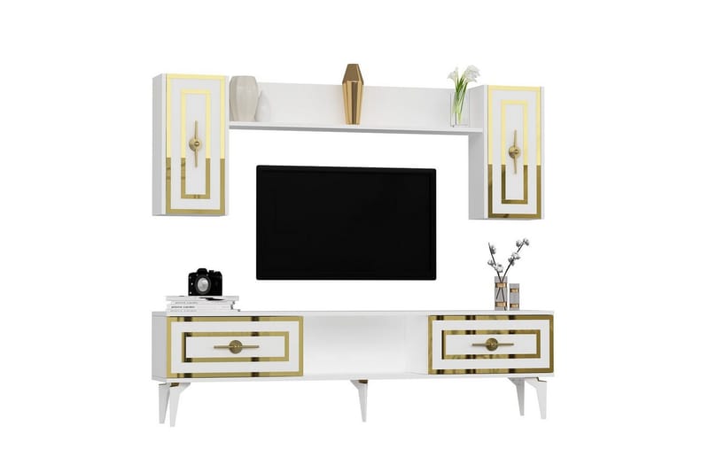 Barriet TV-møbelsett 150x29,6 cm - Hvit - Møbler - TV- & Mediamøbler - TV-møbelsett