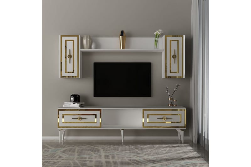 Barriet TV-møbelsett 150x29,6 cm - Hvit - Møbler - TV- & Mediamøbler - TV-møbelsett