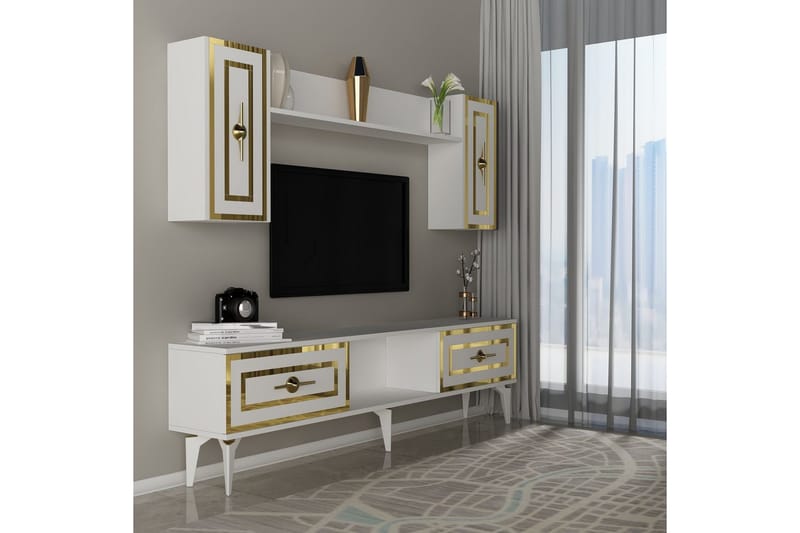 Barriet TV-møbelsett 150x29,6 cm - Hvit - Møbler - TV- & Mediamøbler - TV-møbelsett