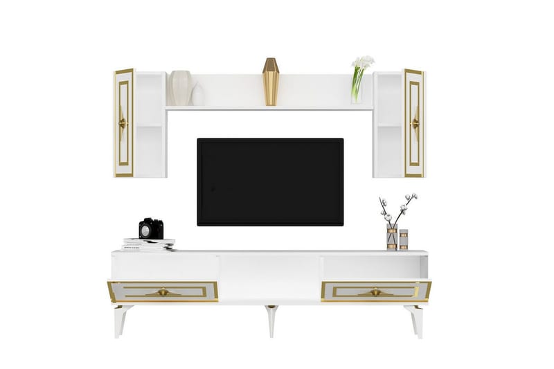 Barriet TV-møbelsett 150x29,6 cm - Hvit - Møbler - TV- & Mediamøbler - TV-møbelsett
