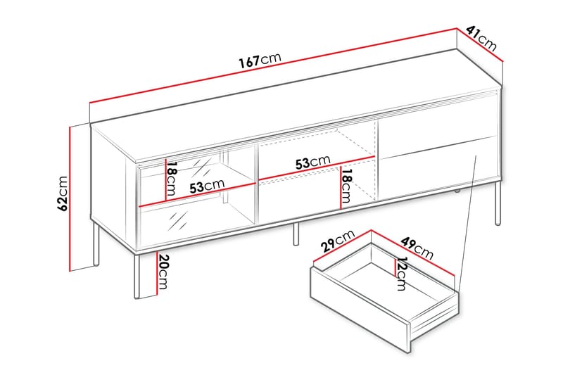 Basici Tv-Benk 167x41 cm - Brun - Møbler - TV- & Mediamøbler - TV benk & mediabenk