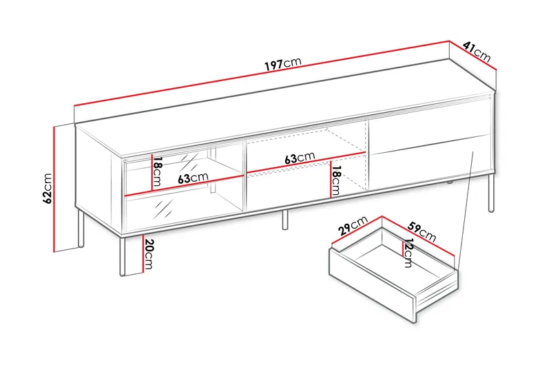 Basici Tv-Benk 197x41 cm - Grå/Grønn - Møbler - TV- & Mediamøbler - TV benk & mediabenk