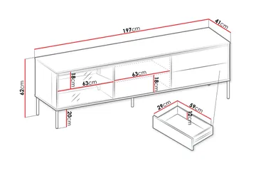 Basici Tv-Benk 197x41 cm - Grå/Grønn - Møbler - TV- & Mediamøbler - TV benk & mediabenk