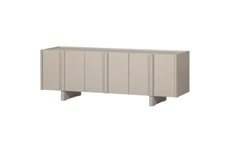 Basu TV-benk Frittstående 152 cm med Oppbevaring i Lyst Tre, Beige