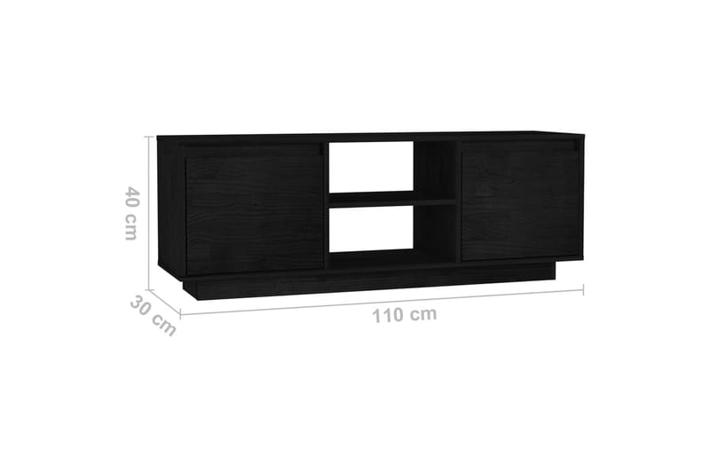 beBasic TV-benk 110x30x40 cm heltre furu svart - Svart - TV benk & mediabenk