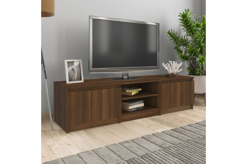 beBasic TV-benk brun eik 140x40x35,5 cm konstruert tre - Brun - TV benk & mediabenk