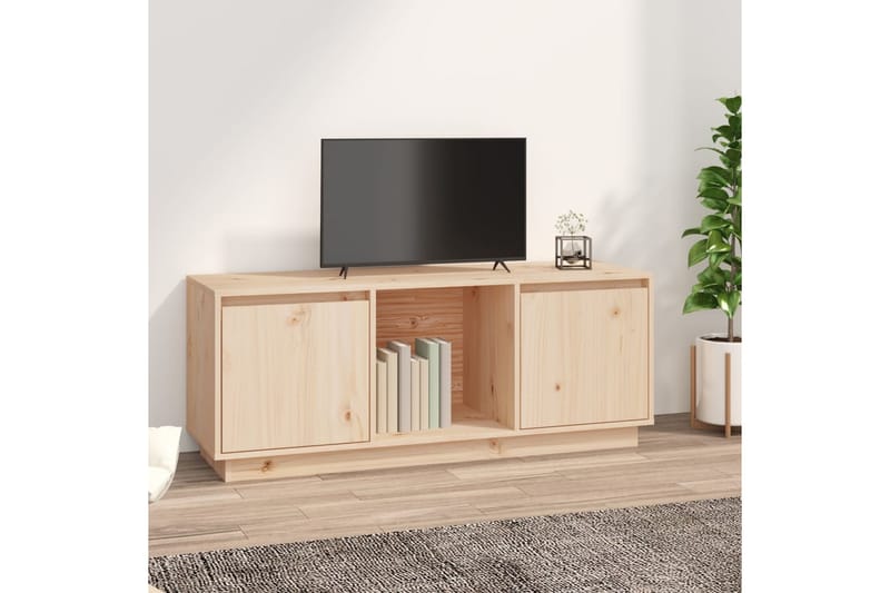 beBasic TV-benk grå 110,5x35x44 cm heltre furu - Brun - TV benk & mediabenk