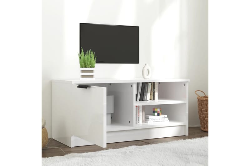 beBasic TV-benk høyglans hvit 80x35x36,5 cm konstruert tre - Hvit - TV benk & mediabenk
