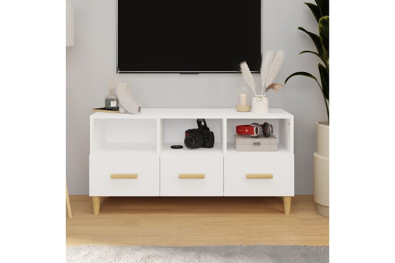 beBasic TV-benk hvit 102x36x50 cm konstruert tre - Hvit - TV benk & mediabenk