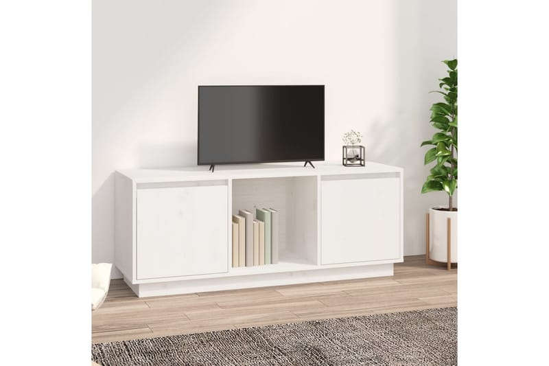 beBasic TV-benk hvit 110,5x35x44 cm heltre furu - Hvit - TV benk & mediabenk