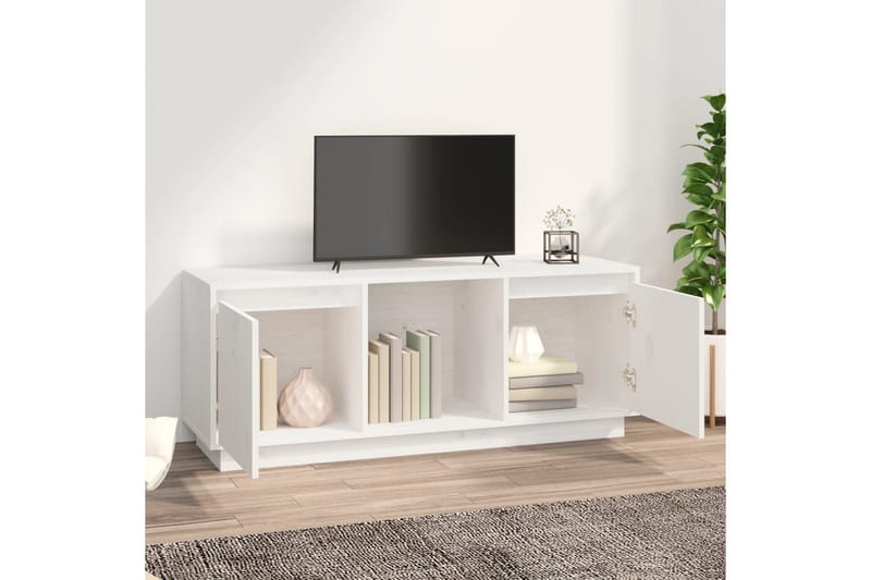 beBasic TV-benk hvit 110,5x35x44 cm heltre furu - Hvit - TV benk & mediabenk