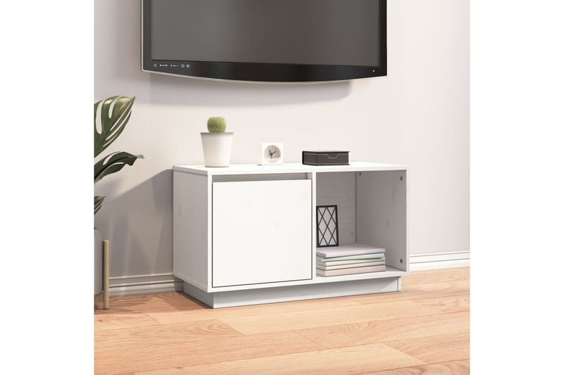 beBasic TV-benk hvit 74x35x44 cm heltre furu - Hvit - TV benk & mediabenk