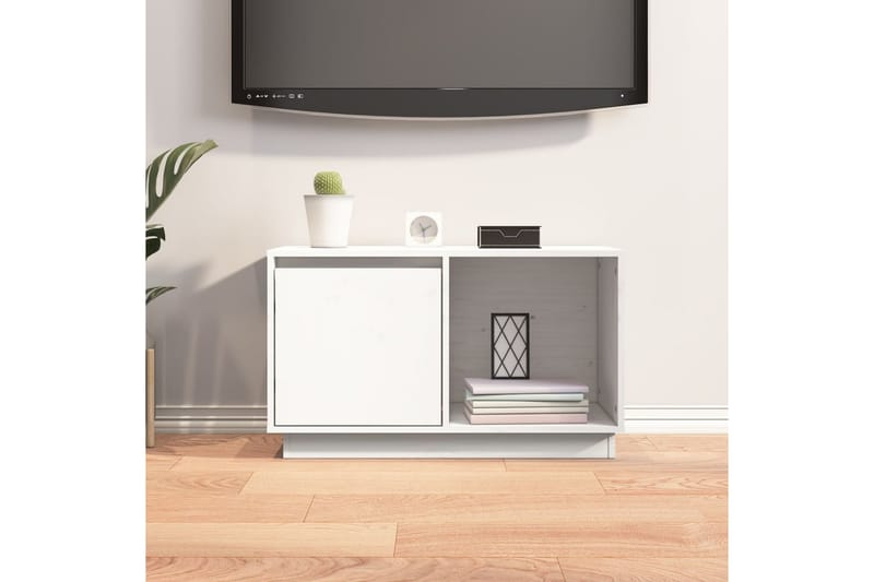 beBasic TV-benk hvit 74x35x44 cm heltre furu - Hvit - TV benk & mediabenk